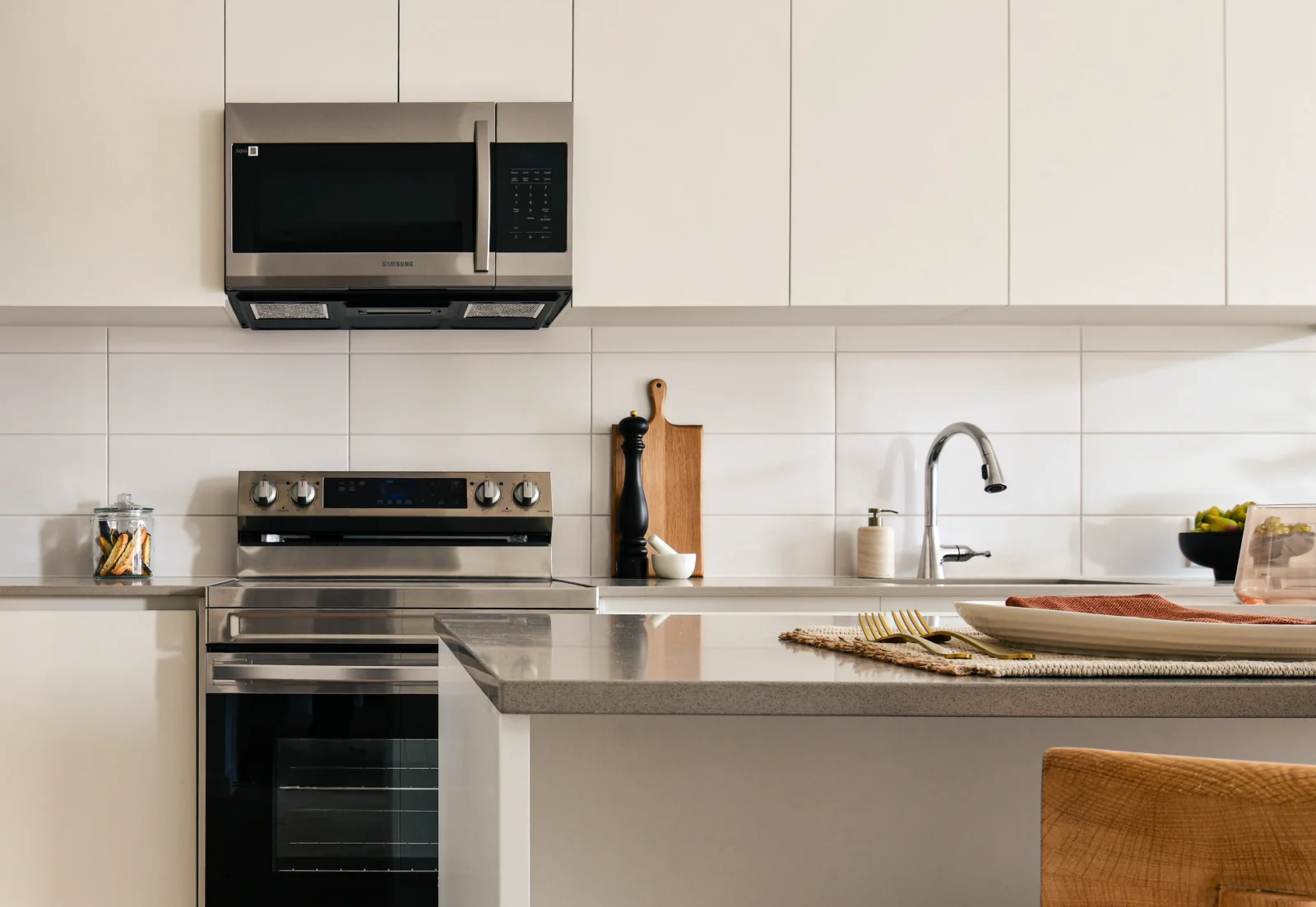Large ceramic tile backsplash